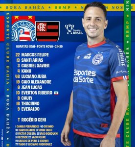 Bahia está definido para enfrentar o Flamengo 