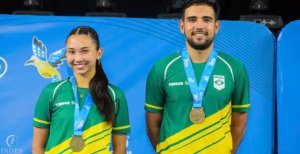 Giulia Takahashi e Guilheme Teodoro são ouro no Pan de tênis de Mesa