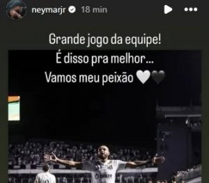 Aguardando estreia, Neymar celebra virada do Santos sobre o São Paulo e avisa: "É disso para melhor"